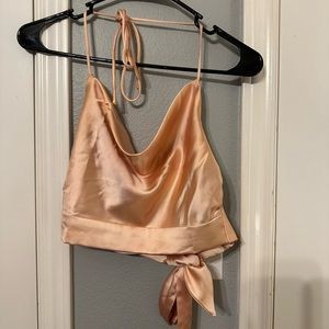 Silk tie crop top